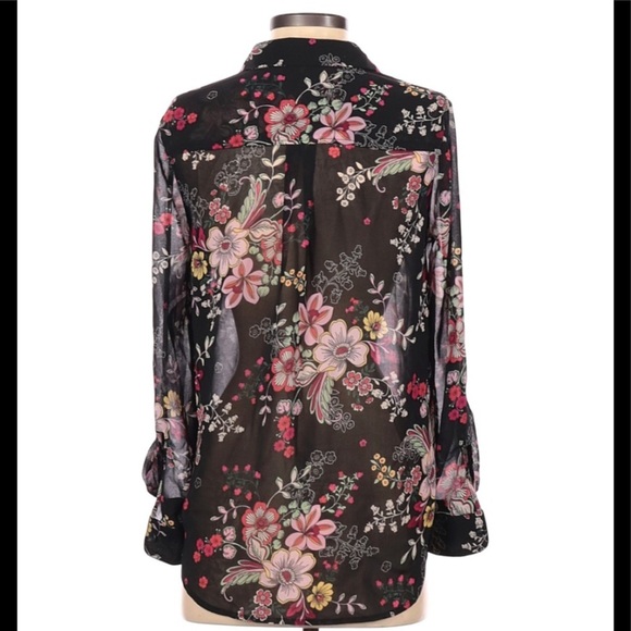 Nanette Lepore sheer blouse button front top XS - Picture 3 of 5